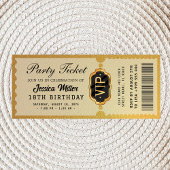 Golden Party Ticket Invitation Kaart
