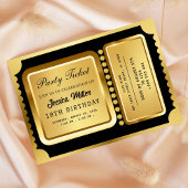 Golden Party Ticket Invitation Kaart