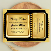 Golden Party Ticket Invitation Kaart
