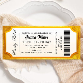 Golden Party Ticket Invitation Kaart