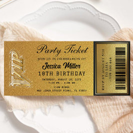 Golden Party Ticket Invitation Kaart