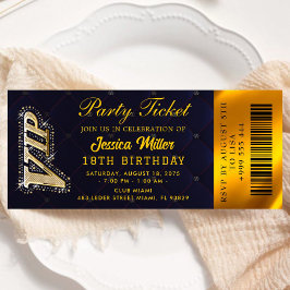 Golden Party Ticket Invitation Kaart