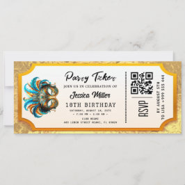 Golden Party Ticket Invitation Kaart