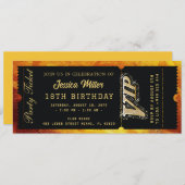 Golden Party Ticket Invitation Kaart (Voorkant / Achterkant)