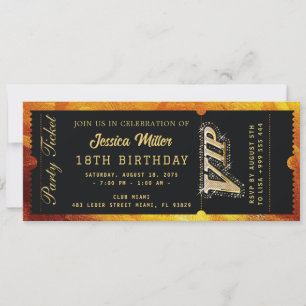 Golden Party Ticket Invitation Kaart