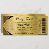 Golden Party Ticket Invitation Kaart (Voorkant / Achterkant)