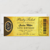 Golden Party Ticket Invitation Kaart (Voorkant)