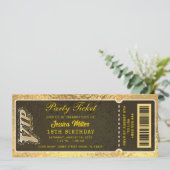 Golden Party Ticket Invitation Kaart (Staand voorkant)