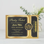 Golden Party Ticket Invitation Kaart (Staand voorkant)