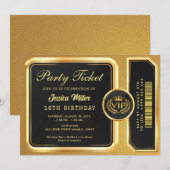 Golden Party Ticket Invitation Kaart (Voorkant / Achterkant)