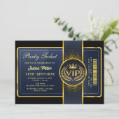 Golden Party Ticket Invitation Kaart (Staand voorkant)