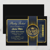 Golden Party Ticket Invitation Kaart (Voorkant / Achterkant)