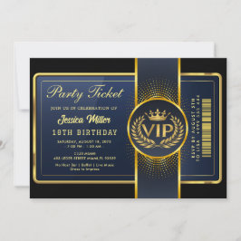 Golden Party Ticket Invitation Kaart