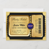 Golden Party Ticket Invitation Kaart (Voorkant)