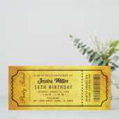 Golden Party Ticket Invitation Kaart (Staand voorkant)