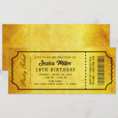 Golden Party Ticket Invitation Kaart (Voorkant / Achterkant)