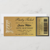 Golden Party Ticket Invitation Kaart (Voorkant)