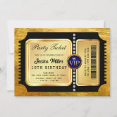 Golden Party Ticket Invitation Kaart (Voorkant)