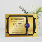 Golden Party Ticket Invitation Kaart (Staand voorkant)
