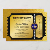 Golden Party Ticket Invitation Kaart (Voorkant / Achterkant)
