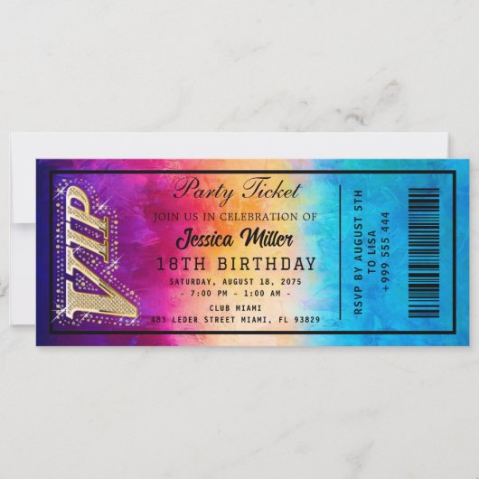 Golden Party Ticket Invitation Kaart (Voorkant)