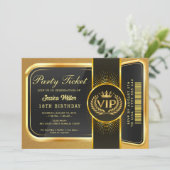 Golden Party Ticket Invitation Kaart (Staand voorkant)