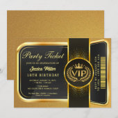 Golden Party Ticket Invitation Kaart (Voorkant / Achterkant)