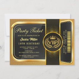Golden Party Ticket Invitation Kaart