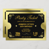 Golden Party Ticket Kaart (Voorkant / Achterkant)