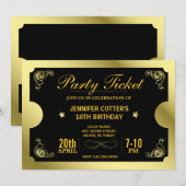 Golden Party Ticket Save The Date (Voorkant / Achterkant)
