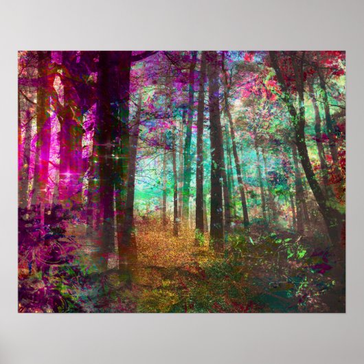 Golden Pathway Fantasy Forest Painting Poster (Voorkant)