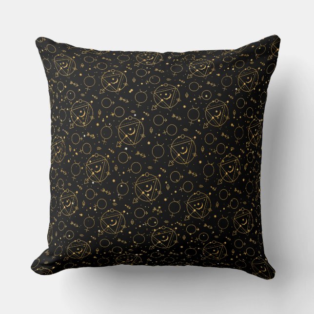 Golden Pattern 02.bw Black BG Kussen (Voorkant)