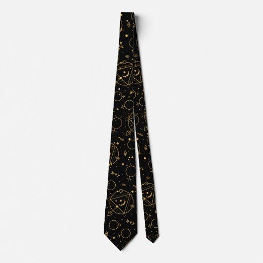 Golden Pattern 02.bw Black BG Stropdas (Voorkant)