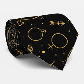 Golden Pattern 02.bw Black BG Stropdas (Opgerold)