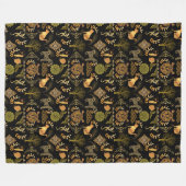 Golden Pattern 03.bw Black BG Fleece Deken (Voorkant (Horizontaal))