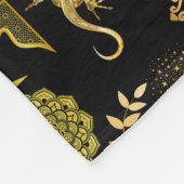 Golden Pattern 03.bw Black BG Fleece Deken (Hoek)