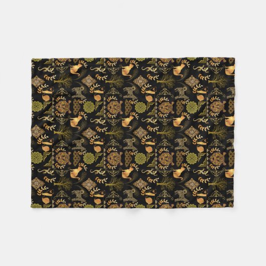 Golden Pattern 03.bw Black BG Fleece Deken (Voorkant (Horizontaal))