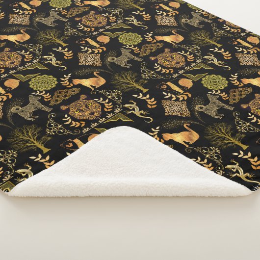 Golden Pattern 03.bw Black BG Sherpa Deken (3/4)