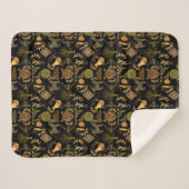 Golden Pattern 03.bw Black BG Sherpa Deken (Voorkant (horizontaal))