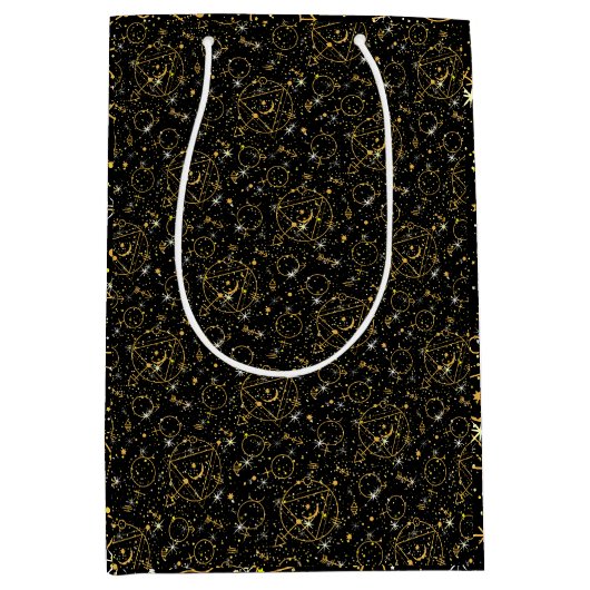 Golden Pattern 05.bw Black BG Medium Cadeauzakje (Voorkant)