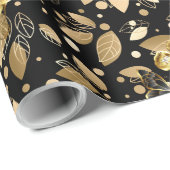 Golden Pattern 06 Black BG Cadeaupapier (Rol Hoek)