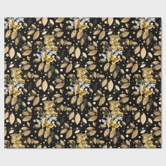 Golden Pattern 06 Black BG Cadeaupapier (Vlak)