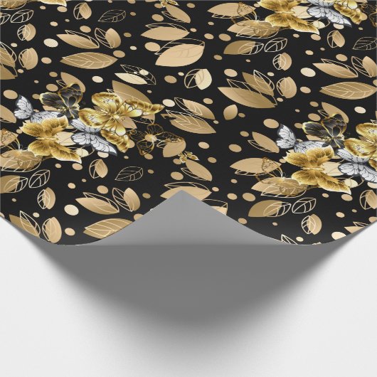 Golden Pattern 06 Black BG Cadeaupapier (Hoek)