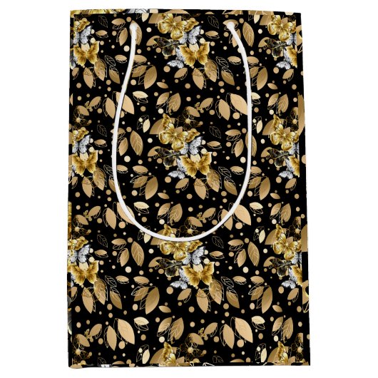Golden Pattern 06.bw Black BG Medium Cadeauzakje (Voorkant)