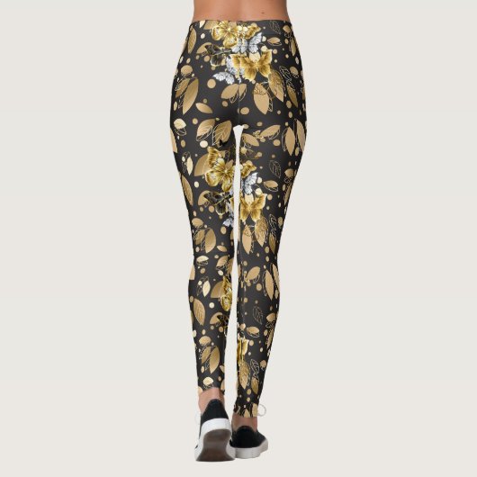 Golden Pattern 06.bw DGrey BG Leggings (Achterkant)