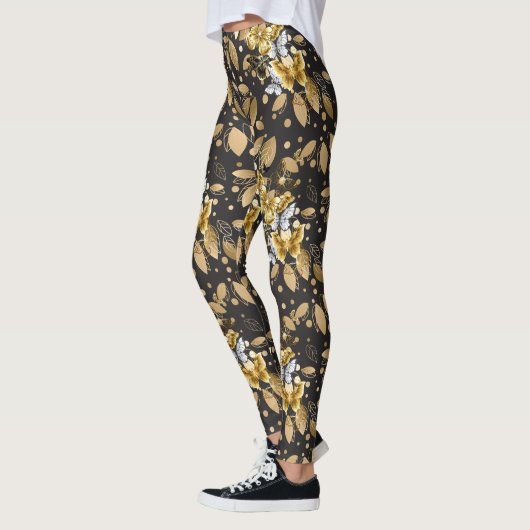 Golden Pattern 06.bw DGrey BG Leggings (Links)