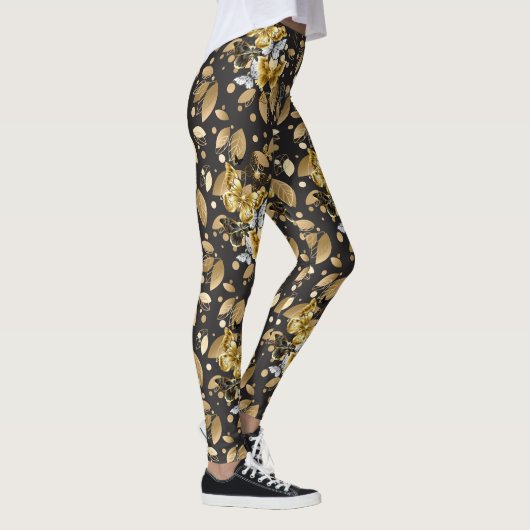 Golden Pattern 06.bw DGrey BG Leggings (Rechts)