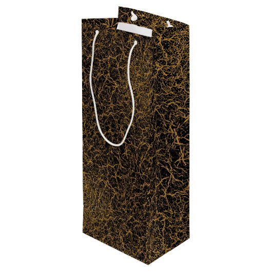 Golden Pattern 09.bw Black BG Wijn Cadeautas (Achterkant Gekanteld)