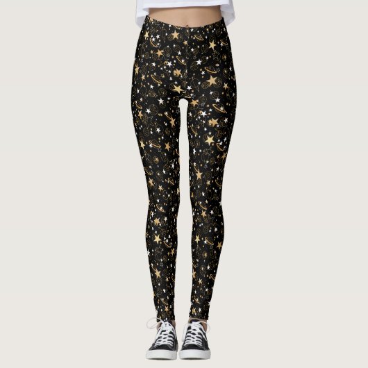 Golden Pattern 10.bw Black BG Leggings (Voorkant)