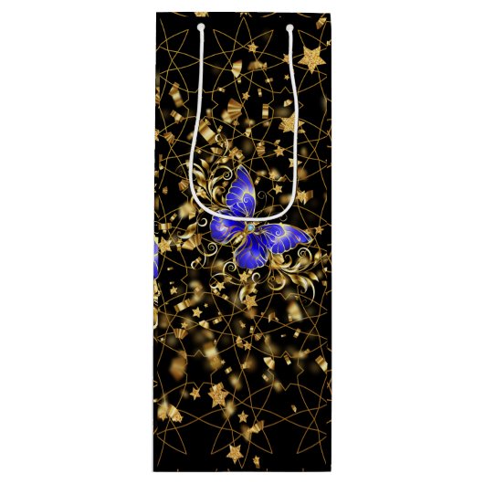 Golden Pattern 14.bw Black BG Wijn Cadeautas (Voorkant)